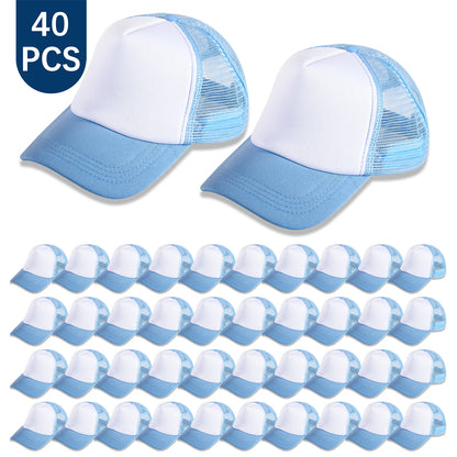 20 PCS Blue and White Baseball Cap, Adjustable Trucker Hats