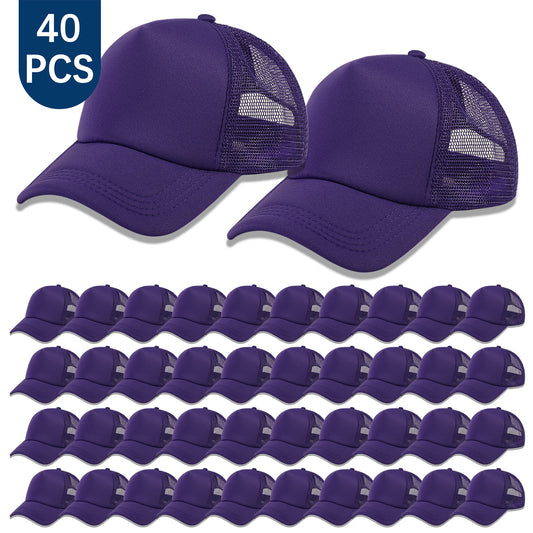 40 PCS Purple Baseball Cap, Adjustable Purple Trucker Hats