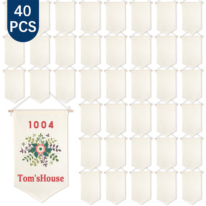 20 PCS Beige Canvas Banners for Sublimation – Pin & Jewelry Wall Display