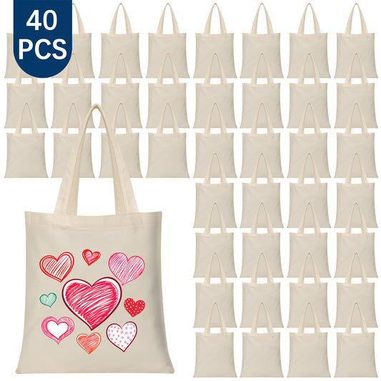 40 PCS Large Beige Sublimation Canvas Tote Bags – Bulk Wholesale