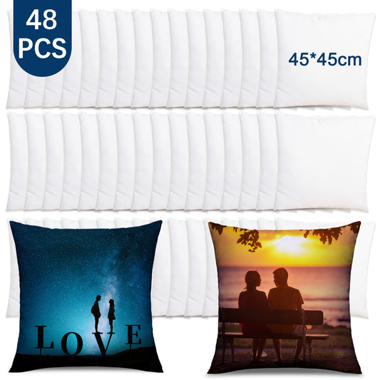 48 Pack 17.7 inch White Sublimation Blanks Pillow Covers
