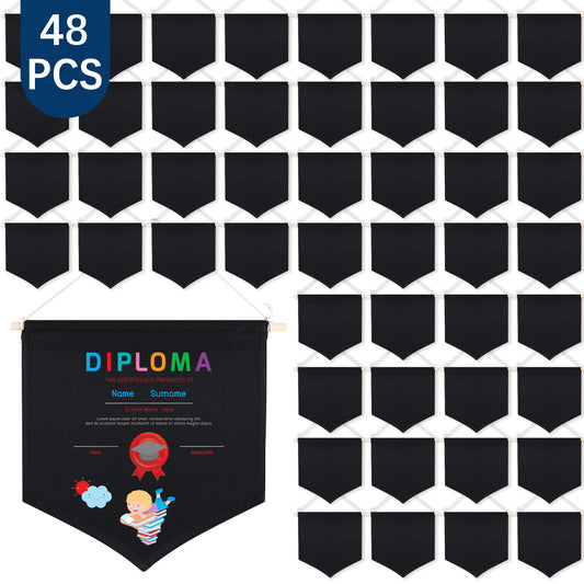 48 PCS Black Canvas Banners for Sublimation – Wall Hanging Jewelry & Pins
