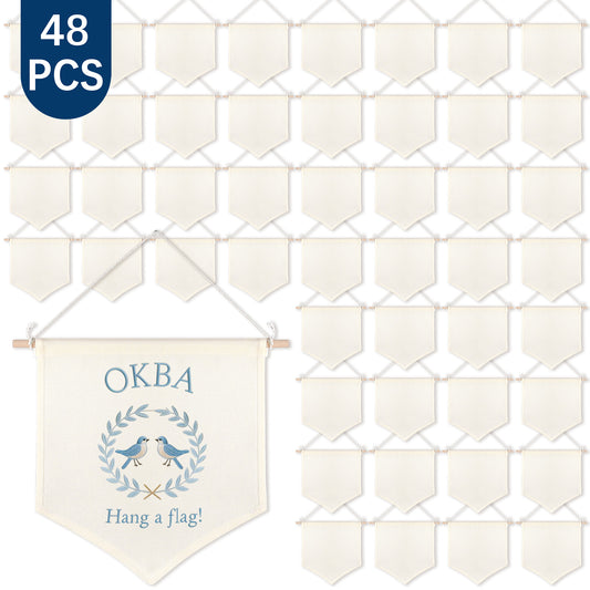 48 PCS Sublimation Beige Canvas Banners for Wall Hanging Jewelry & Pins