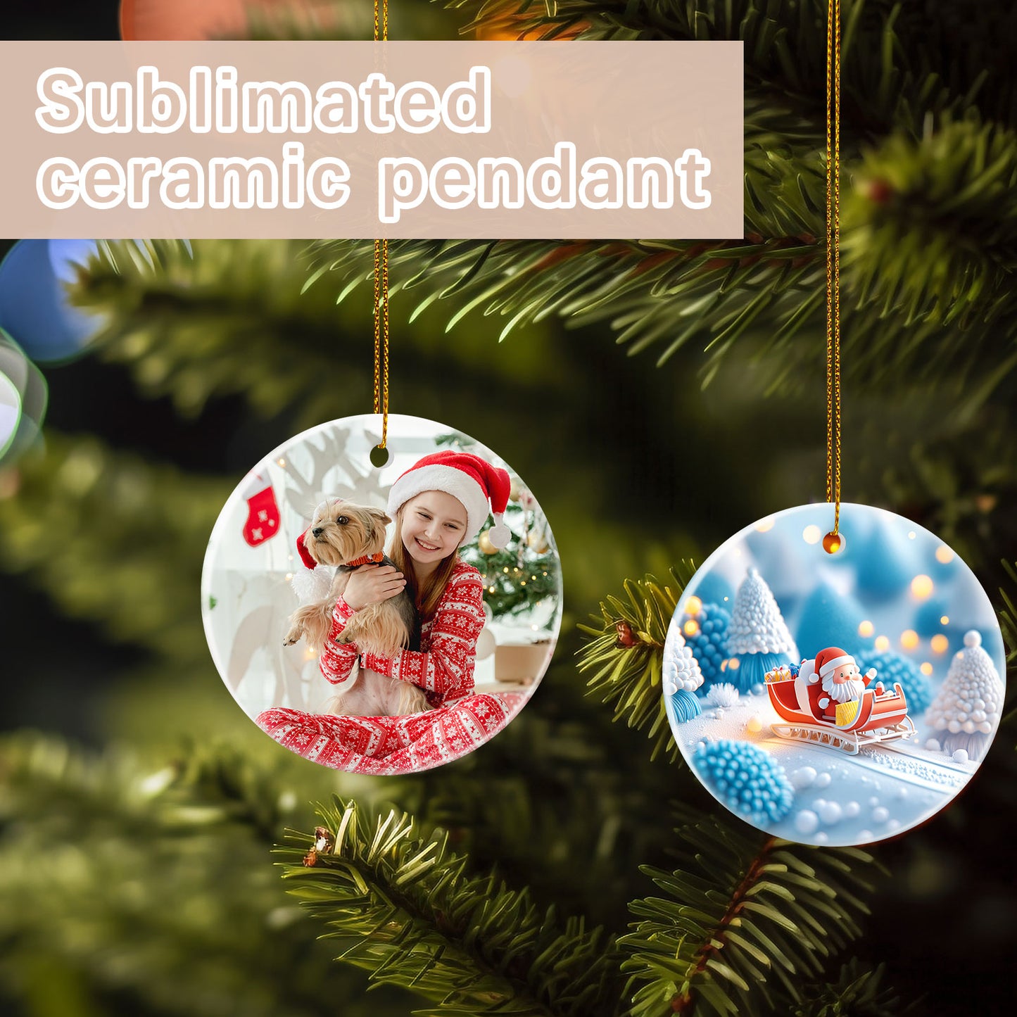 Round Ceramic Sublimation Christmas Ornaments Blanks Wholesale