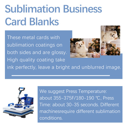 Metal Double-Sided Sublimation Business Card Blanks Wholesale - 100 Pieces