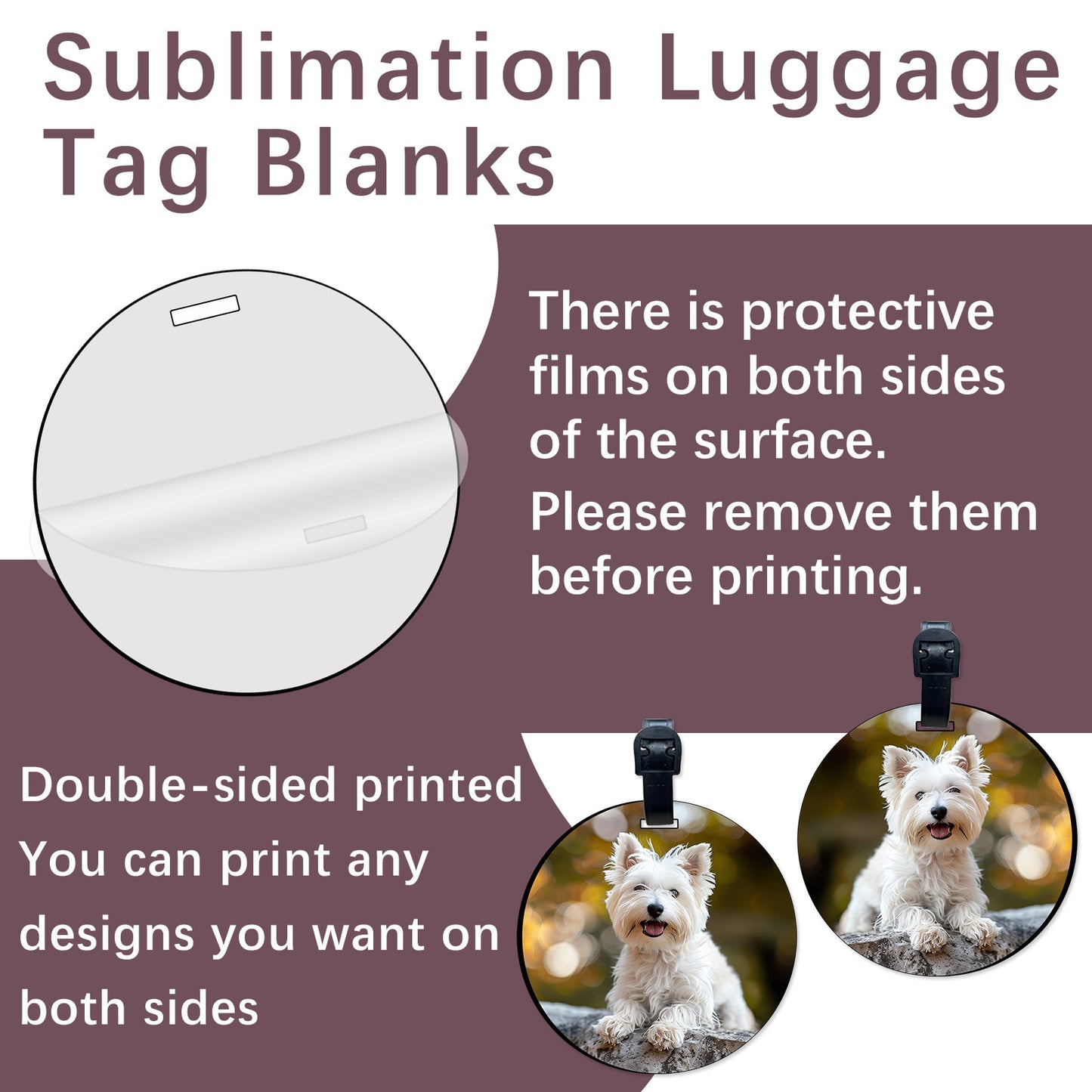 Round Sublimation Luggage Tag Blanks Wholesale