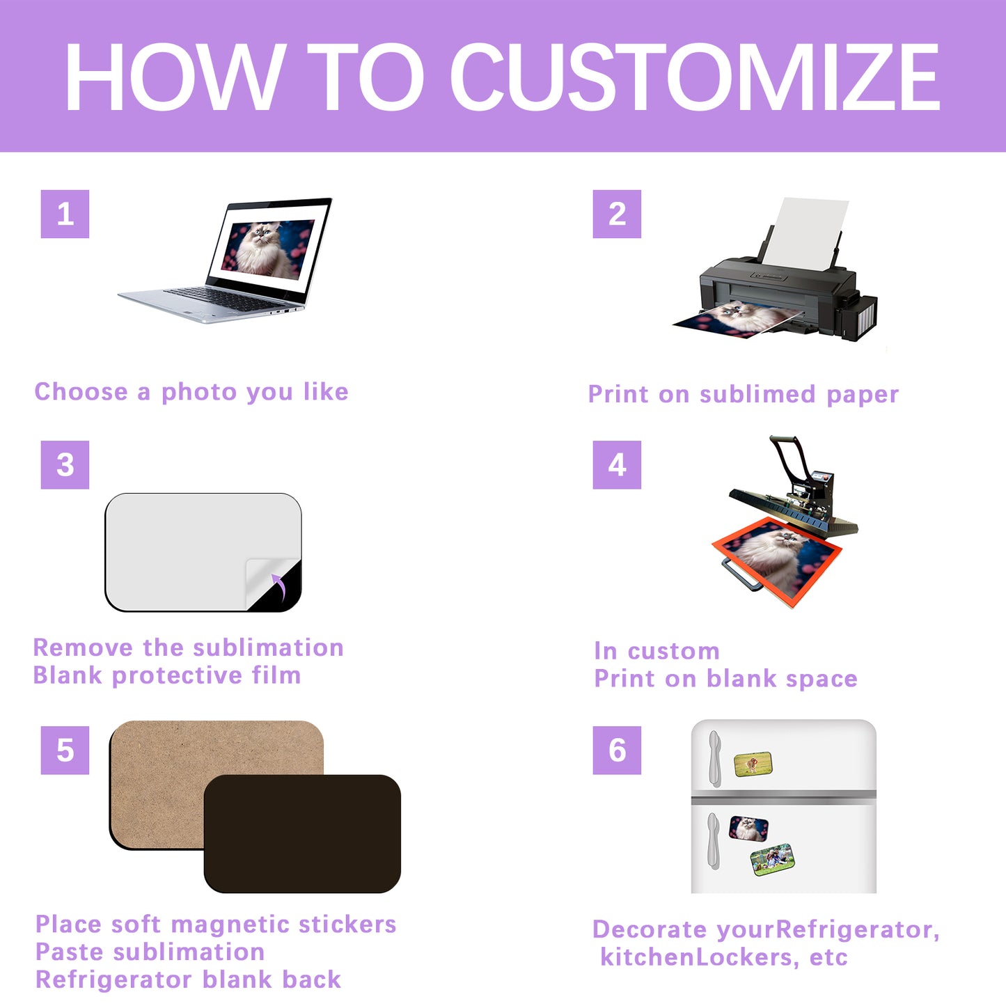 Sublimation Magnet Blanks, Rectangle Magnetic for Kitchen Personalized