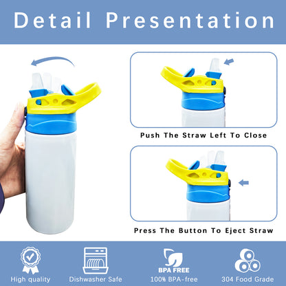 48 Pack 12 oz Sublimation Blank Sippy Cups Kids Tumblers with Straw Lid
