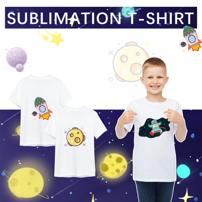 Kids White Polyester Sublimation T-Shirt Blanks – Short Sleeve DIY