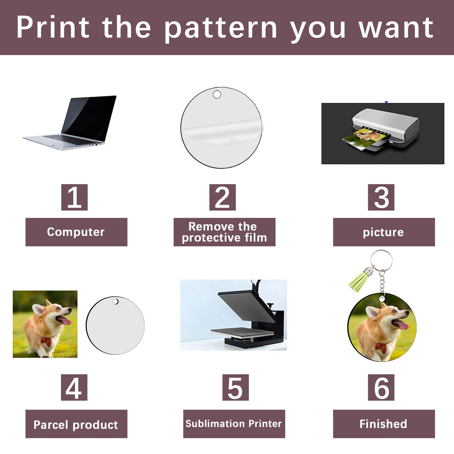 Wholesale MDF Round Sublimation Keychain Blanks