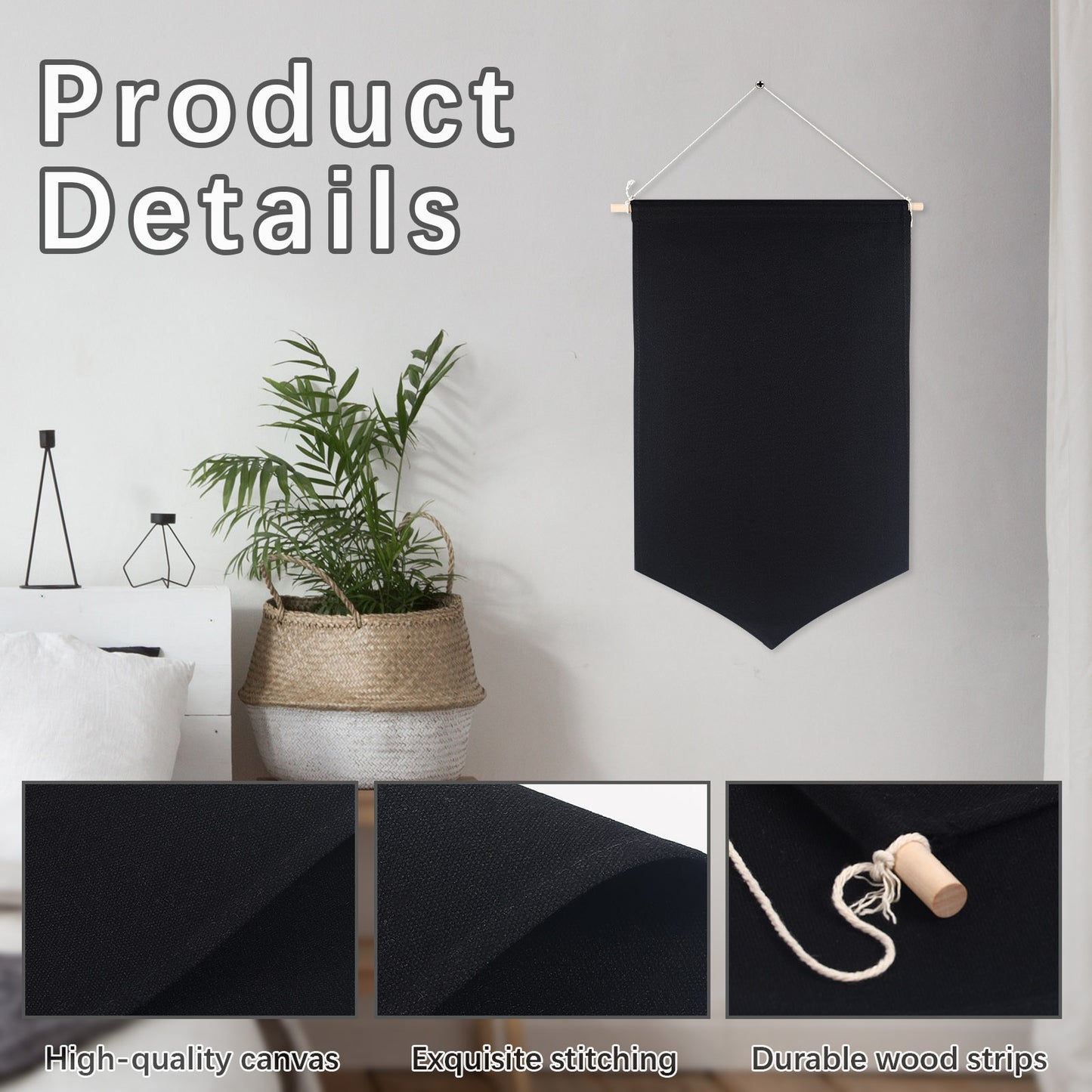 40 Pack Black Sublimation Canvas Banners – Wall Hanging Jewelry Holder