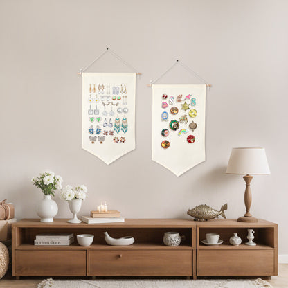 20 PCS Beige Canvas Banners for Sublimation – Pin & Jewelry Wall Display