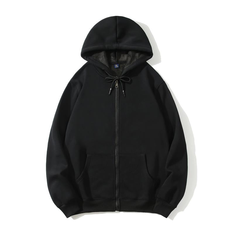 Adult Blank 100 Cotton Zip-Up Hoodie Plush Fleece Thick  Wholesale