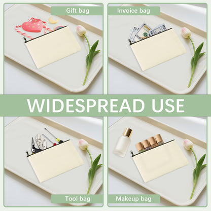 60 PCS Beige Zipper Makeup Bags for Sublimation Printing Wholesale
