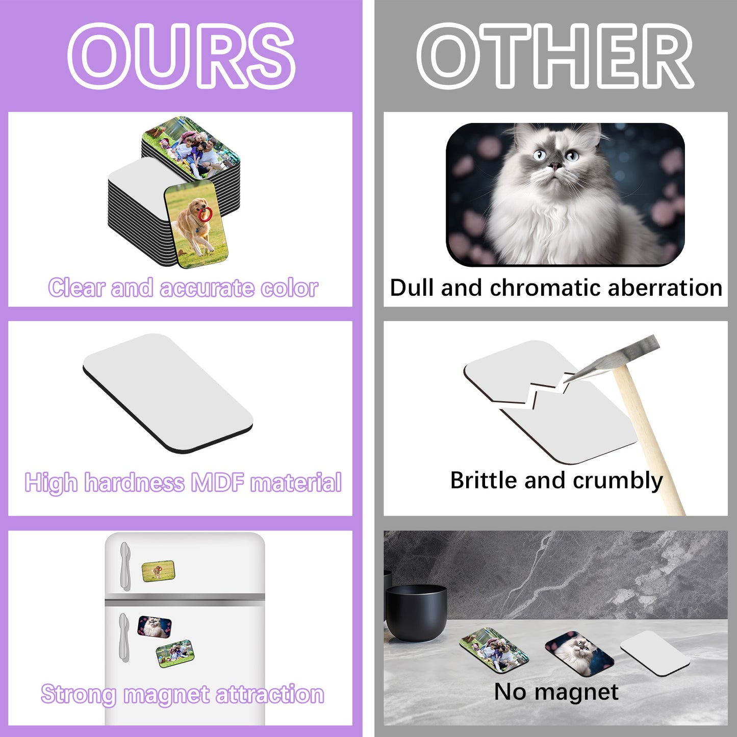 Sublimation Magnet Blanks, Rectangle Magnetic for Kitchen Personalized