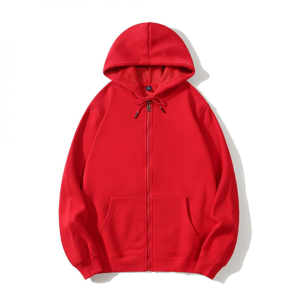 Adult Blank 100 Cotton Zip-Up Hoodie Plush Fleece Thick  Wholesale