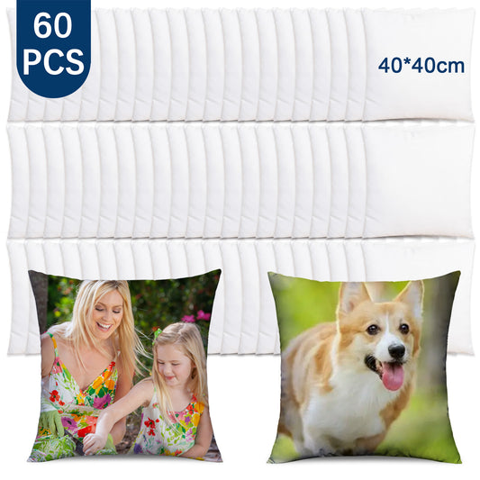 60 Pack 15.7 inch White Sublimation Blanks Pillow Covers