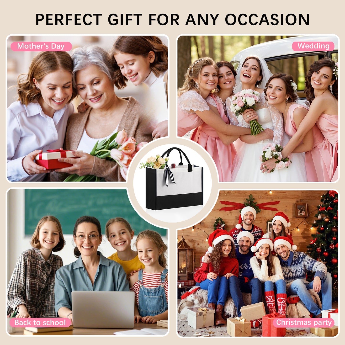 Inside Zipper Pocket Grocery canva, Tote Bags Wholesale