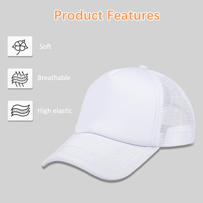20 PCS White Baseball Cap, Adjustable White Trucker Hats