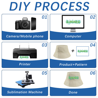 Khaki Sublimation Blank Bucket Hat, Bulk Double-Sided Tie-Dyed Sun Hat