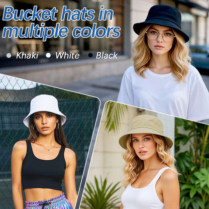 “White Sublimation Bucket Hat, Double-Sided Wearable Tie-Dye Sun Hat